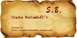 Sipka Balambér névjegykártya